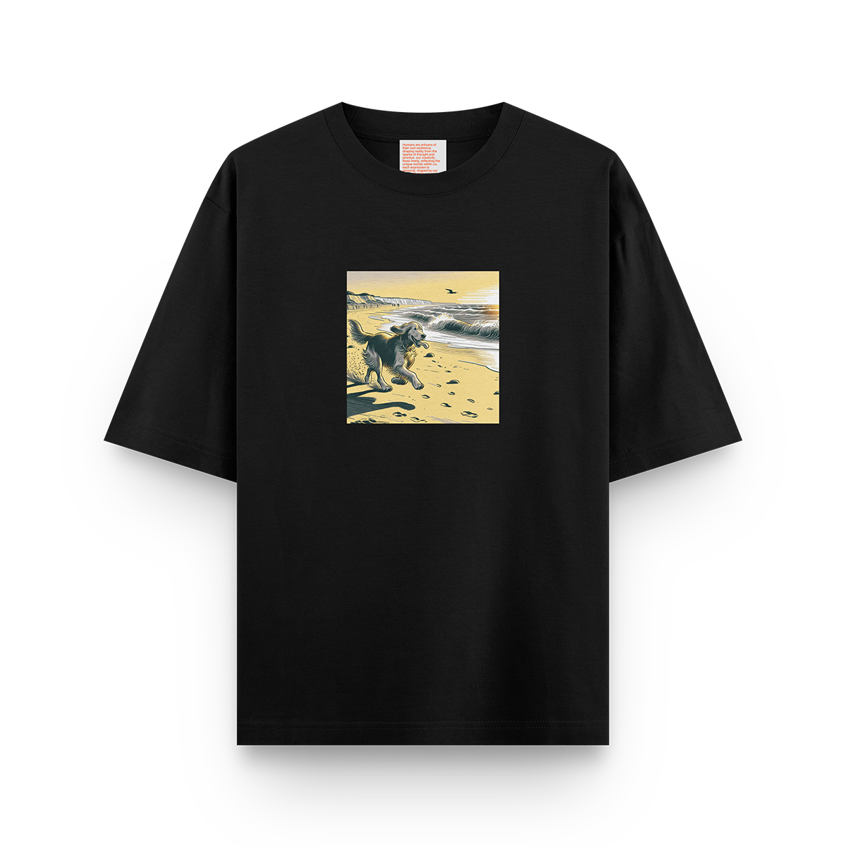 Product A dog walking in a beach